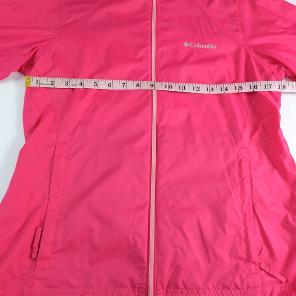 Columbia Women's M Lightweight Full Zip Hooded Nylon Windbreaker Jacked Pink - Picture 8 of 12